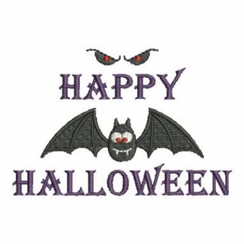 Happy Halloween Bats Machine Embroidery Design