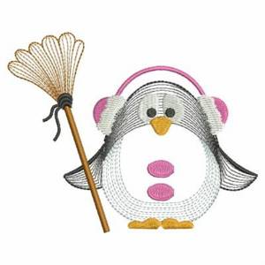 Picture of Penguin With Broom Machine Embroidery Design