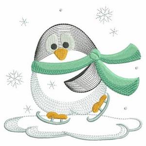 Picture of Ice Skate Penguin Machine Embroidery Design