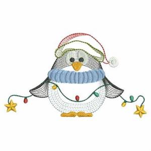 Picture of Xmas Light Penguin Machine Embroidery Design