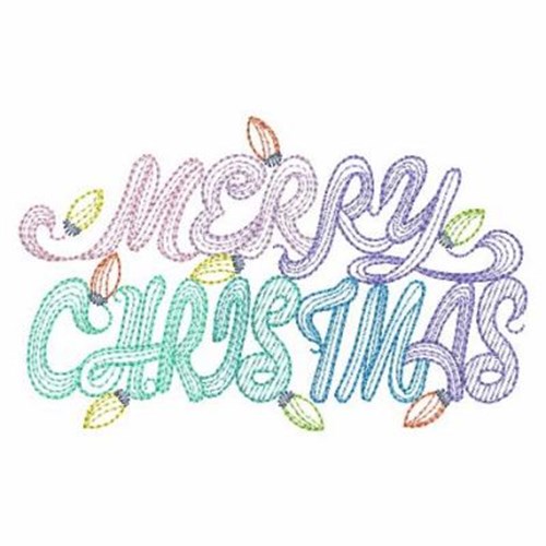 Merry Christmas Lights Machine Embroidery Design