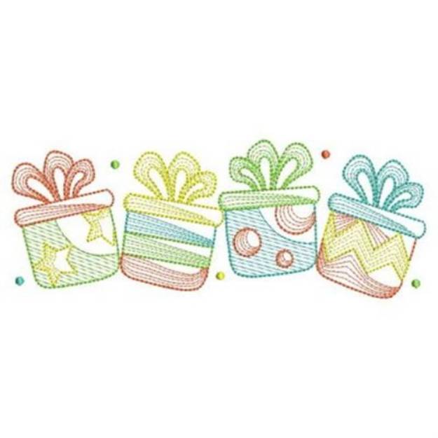 Picture of Rippled Christmaas Gifts Machine Embroidery Design