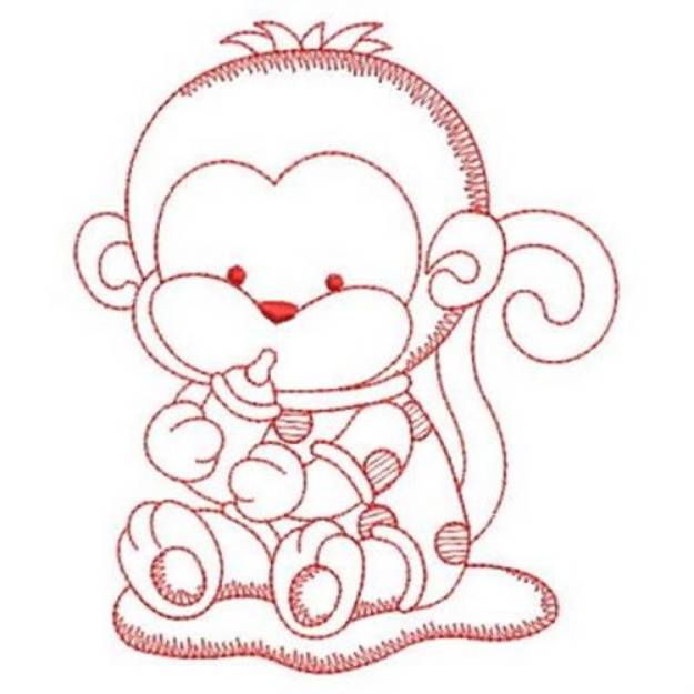 Picture of Redwork Monkey Machine Embroidery Design