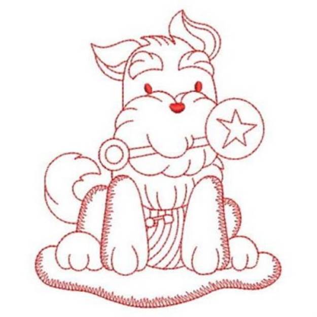 Picture of Redwork Dog Machine Embroidery Design