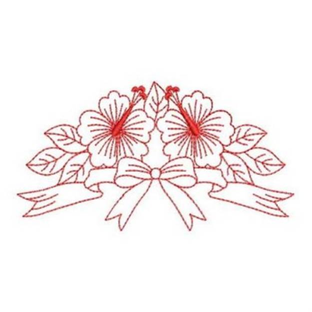Picture of Redwork Hibiscus Floral Machine Embroidery Design