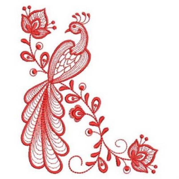 Picture of Redwork Peacock Machine Embroidery Design
