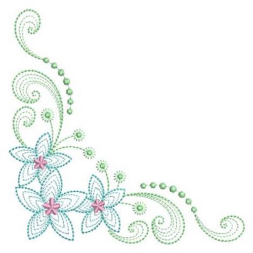 Rippled Flower Corner Machine Embroidery Design