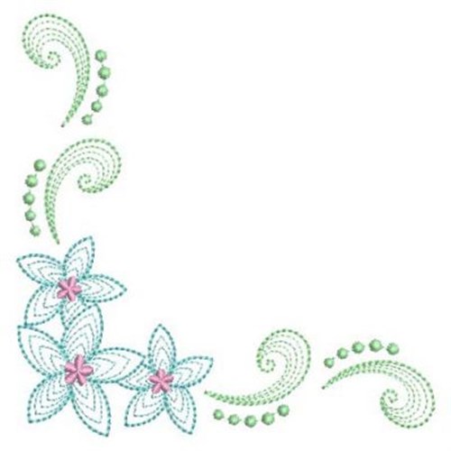 Rippled Corner Flower Machine Embroidery Design