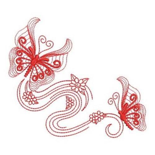 Butterfly Redwork Machine Embroidery Design