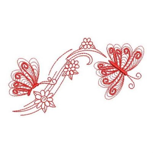 Redwork Butterflies Machine Embroidery Design