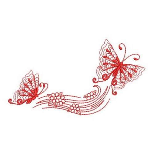 Redwork Butterfly Flight Machine Embroidery Design