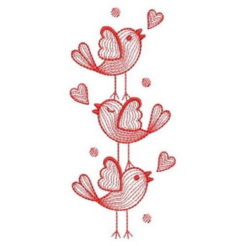 Redwork Birds Machine Embroidery Design