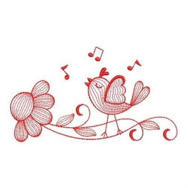 Picture of Redwork Song Bird Machine Embroidery Design