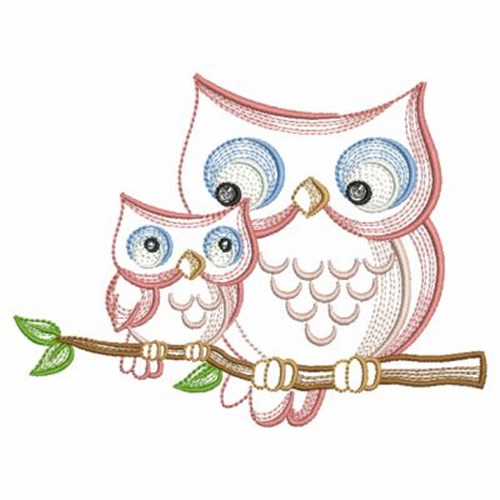 Owl Mom & Baby Machine Embroidery Design