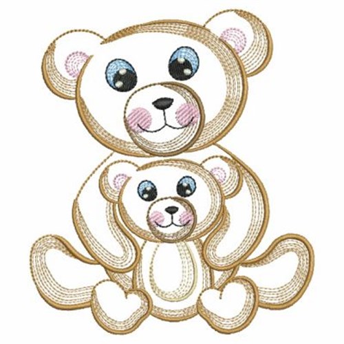 Bear Mom & Baby Machine Embroidery Design