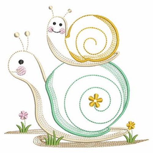 Snail Mom & Baby Machine Embroidery Design