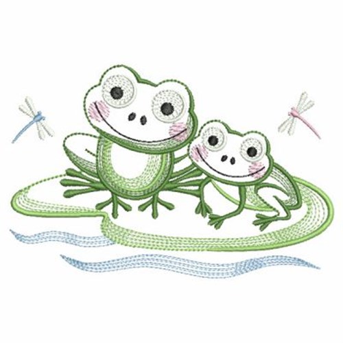 Frog Mom & Baby Machine Embroidery Design