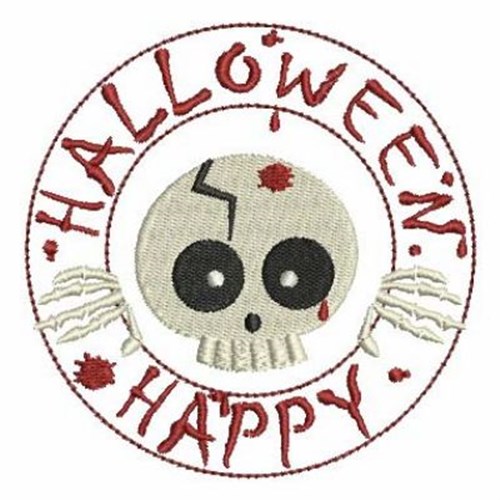 Happy Halloween Skull Machine Embroidery Design