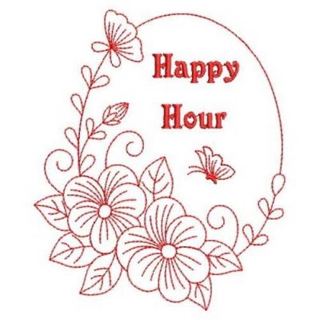 Picture of Redwork Happy Hour Machine Embroidery Design