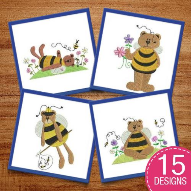 Picture of Country Bear & Bee Embroidery Design Pack