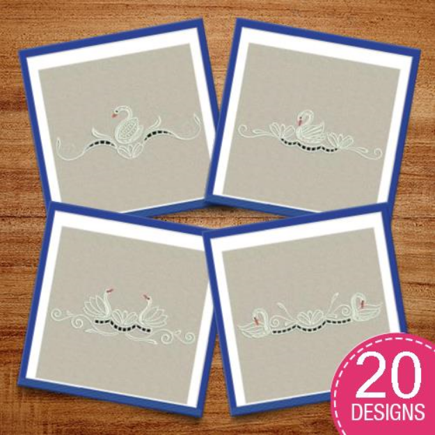 Picture of Heirloom Swan Cutworks Embroidery Design Pack
