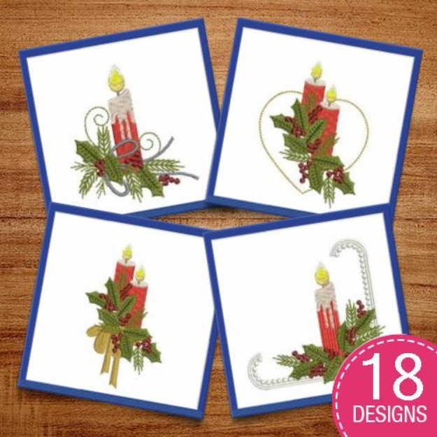 Picture of Christmas Candles Embroidery Design Pack