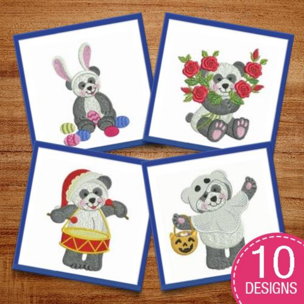 Picture of Cute Panda Bears Embroidery Design Pack