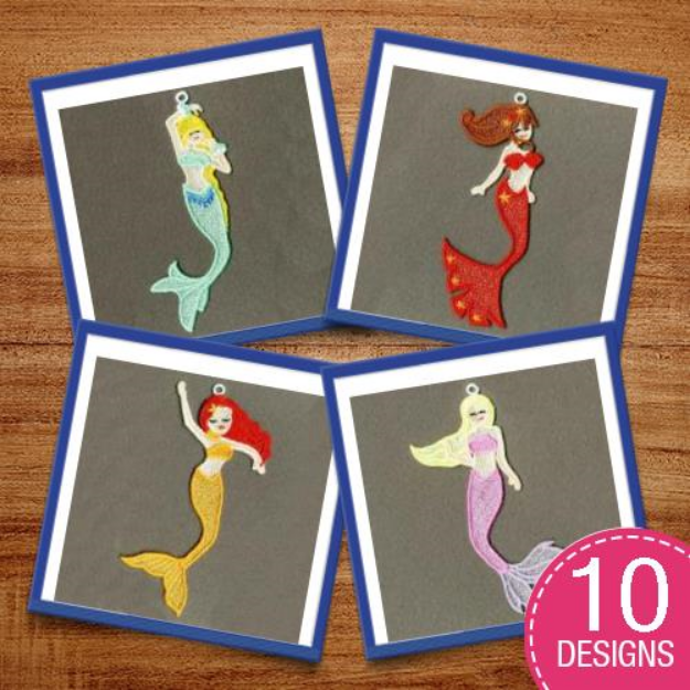 Picture of FSL Mermaid Bookmarks Embroidery Design Pack