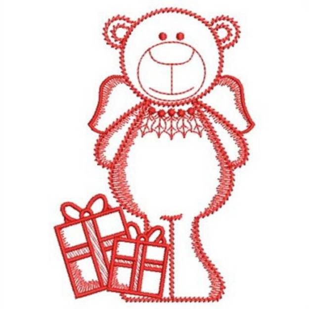 Picture of Redwork Bear Gifts Machine Embroidery Design