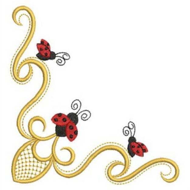 Picture of Heirloom Ladybug Corners Machine Embroidery Design