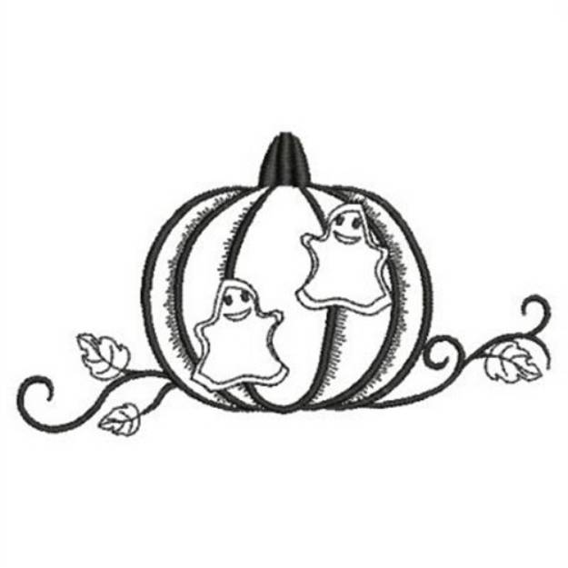 Picture of Ghost and Pumpkin Redwork Machine Embroidery Design