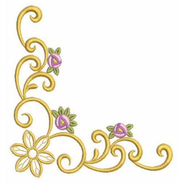 Picture of Golden Rose Corners Machine Embroidery Design