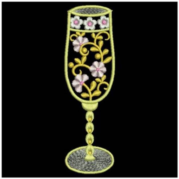 Picture of Fancy White Wine Glass Machine Embroidery Design