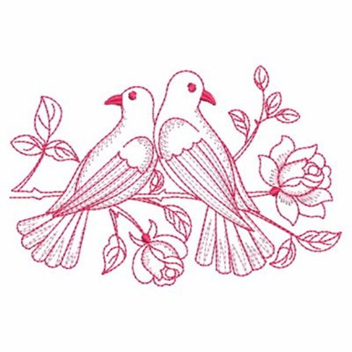 Roses Doves Machine Embroidery Design