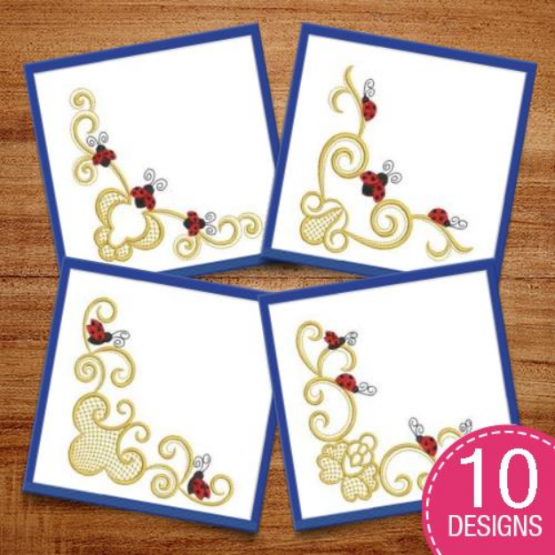 Picture of Heirloom Ladybug Corners Embroidery Design Pack
