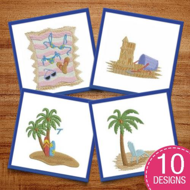 Picture of Summer Beach Embroidery Design Pack