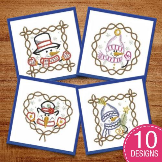 Picture of Vintage Cute Snowman Embroidery Design Pack