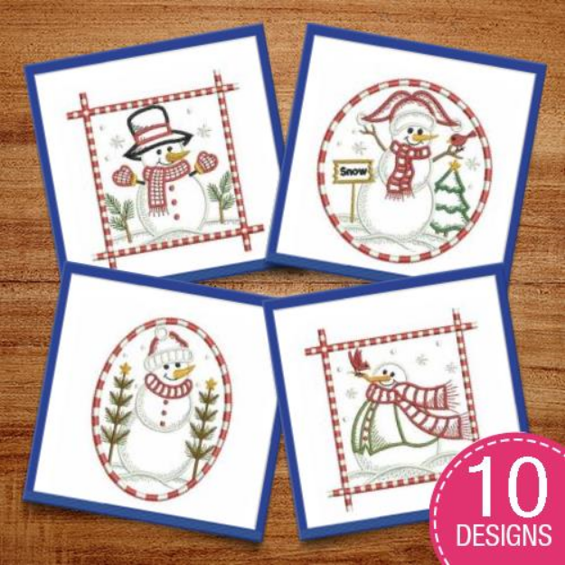 Picture of Vintage Cute Snowman 2 Embroidery Design Pack