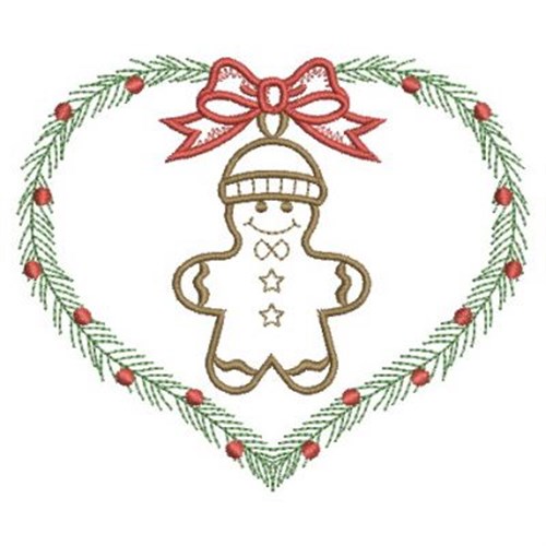 Vintage Christmas Gingerbread Man Machine Embroidery Design