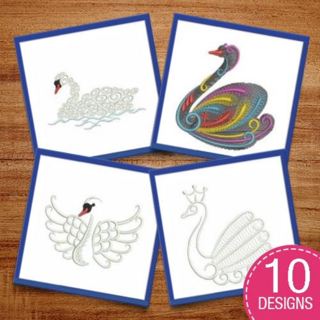 Picture of Swans Embroidery Design Pack