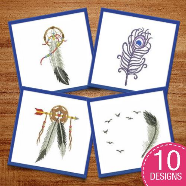 Picture of Assorted Feather Embroidery Design Pack