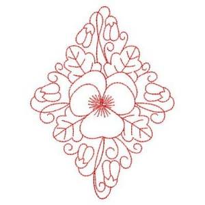 Picture of Redwork Heirloom Pansy Machine Embroidery Design
