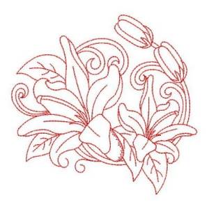 Picture of Redwork Lily Machine Embroidery Design