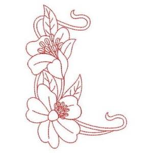 Picture of Redwork Australia Flowers Machine Embroidery Design