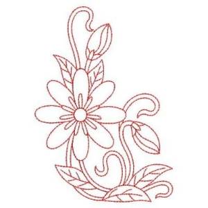 Picture of Redwork Australia Flowers Machine Embroidery Design