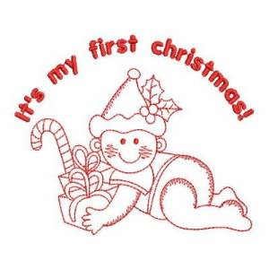 Picture of Redwork Baby First Holiday Machine Embroidery Design