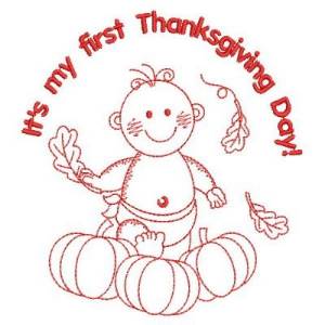 Picture of Redwork Baby First Holiday Machine Embroidery Design