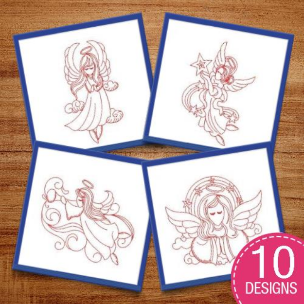 Picture of Redwork Angel Embroidery Design Pack