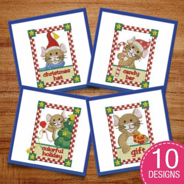 Picture of Christmas Mice Embroidery Design Pack