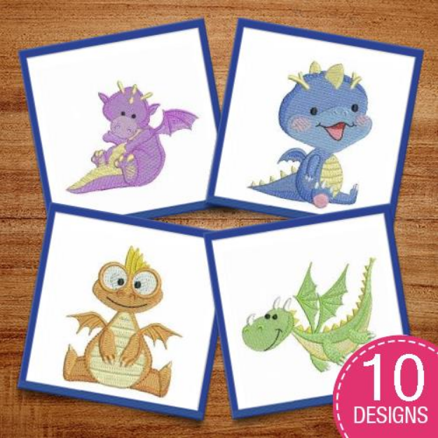 Picture of Cute Baby Dinosaur Embroidery Design Pack